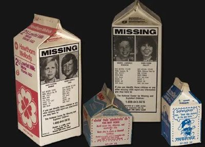 milk carton with missing kids pictures